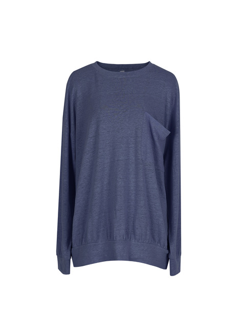  W.Loose Linen T-shirts Navy 