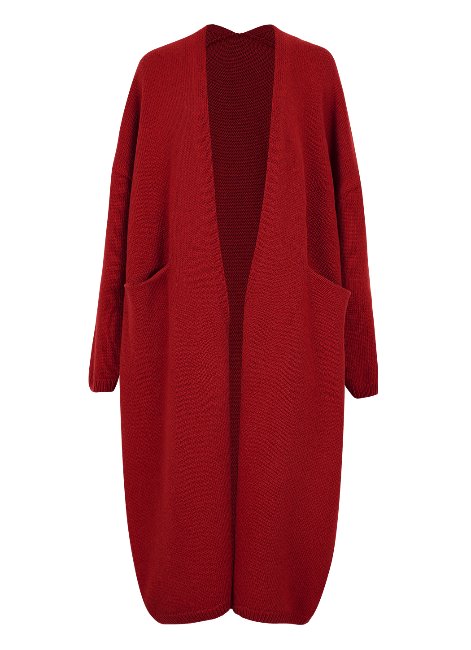 W.Loose long cardigan  Chilly red 