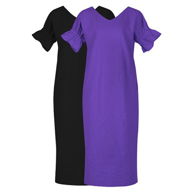  W.Cotton ballon dress [Black, Purple] 