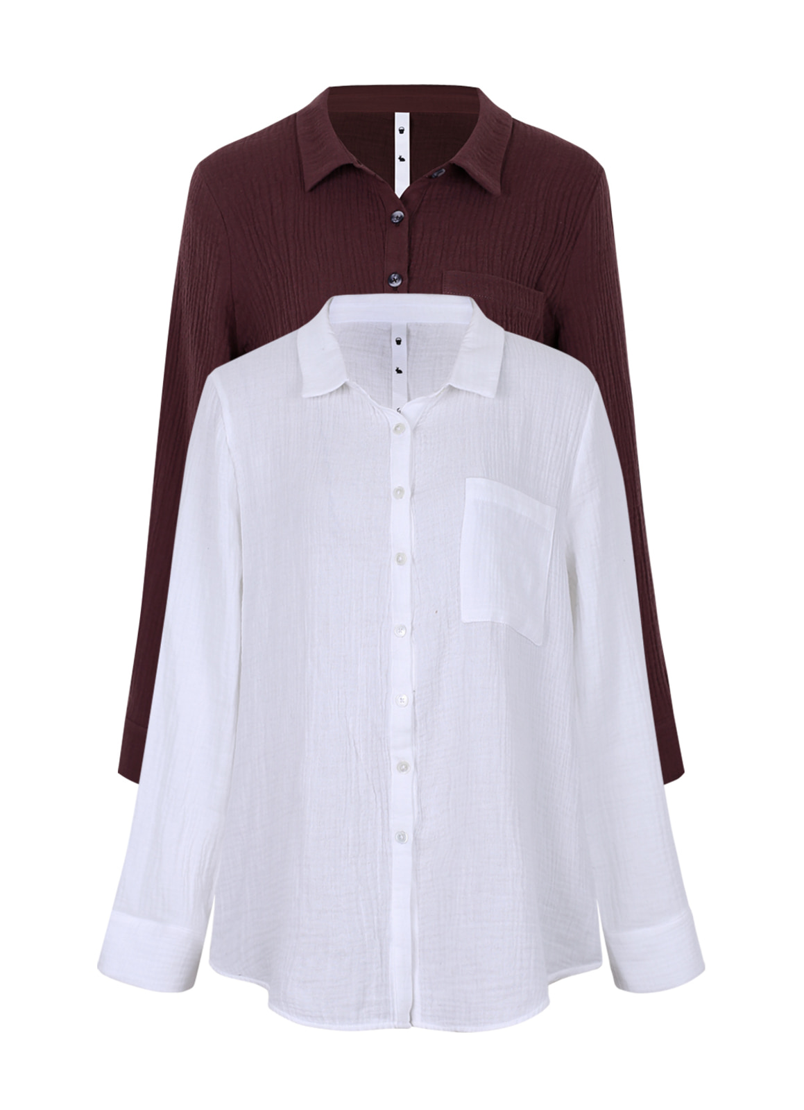  W.Double gauze shirts  White/Brown [59,000 -&gt; 29,000]