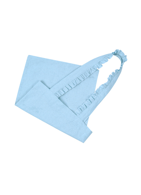  W.Frill strap linen ecobag [Powder Blue]